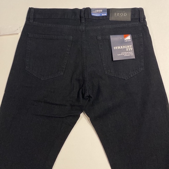 Izod SZ 34 x 30 Black Slim Straight Fit Denim Jeans New D23 - Picture 5 of 14